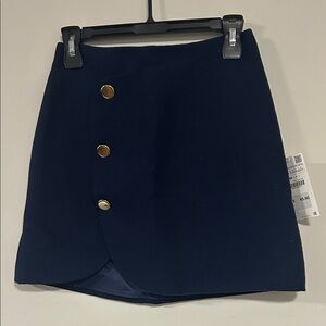Zara Navy Mini Skirt with Gold Accents
